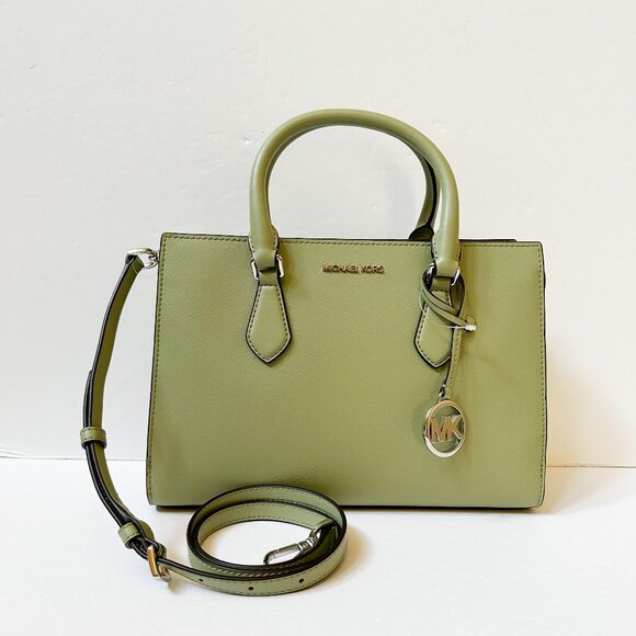 Michael Kors Sheila Medium Satchel Shoulder Crossbody Bag Light Sage - Picture 1 of 12